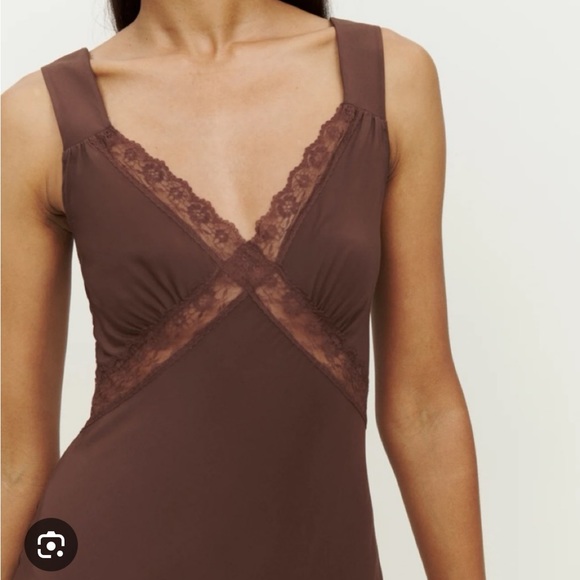 Reformation Provence Silk Dress Brown - Picture 2 of 5